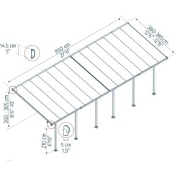 Palram Canopia Feria skärmtak, 4x8,5m, vit
