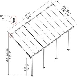 Palram Canopia Feria skärmtak, 4x6m, grå