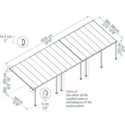 Palram Canopia Feria skärmtak, 4x10,3m, grå
