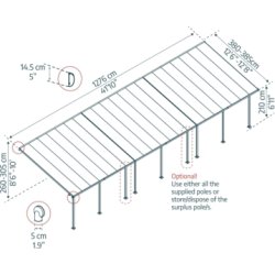 Palram Canopia Feria skärmtak, 4x12,7m, grå