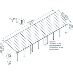 Palram Canopia Feria skärmtak, 4x14,5m, grå