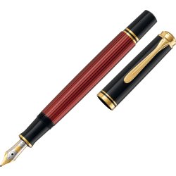 Pelikan Souverän 400 Reservoarpenna, F, svart/röd