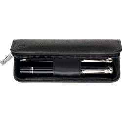 Pelikan läderfodral, 2 pennor, svart toppkorn
