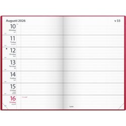 Burde 2026 Kalender, Fickagenda, Konstläder, Röd