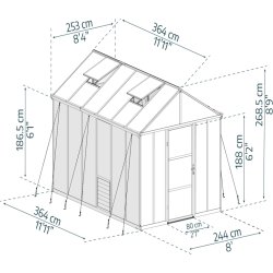 Palram Canopia Glory Växthus, 9,2 m2, grå