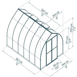 Palram Canopia Bella Växthus, 9 m2, silver