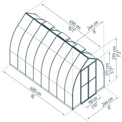 Palram Canopia Bella Växthus, 12 m2, silver