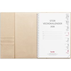 Burde 2026 Stora Veckokal., Konstläder, Tora Beige