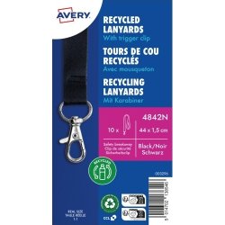Avery 4842N Nyckelband, svart med karbinhake
