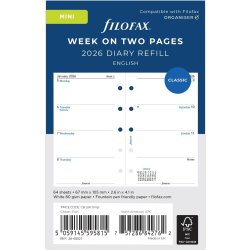 Filofax 2026 Refill | Mini | Vecka | Engelsk