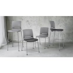 Denver kantinstol u. dyna, grå, 2 st,