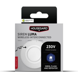 Housegard Luma, trådlös siren, 230V inkl. batteri