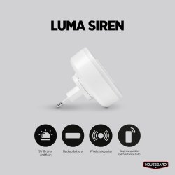 Housegard Luma, trådlös siren, 230V inkl. batteri