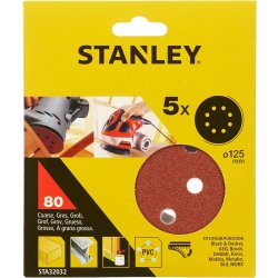 Stanley Slipskiva Ø125 mm, korn 80, 5 st.