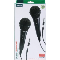 HAMA Mikrofon Karaoke Dynamisk Mono 2-Pack, Svart