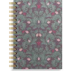Burde Anteckningsbok | A5 | Linj. | Burg. blommor