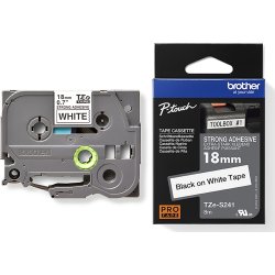 Brother TZe-S241 labeltape 18mm, sort på hvid