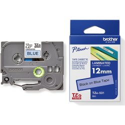 Brother TZe-531 labeltape 12mm, sort på blå