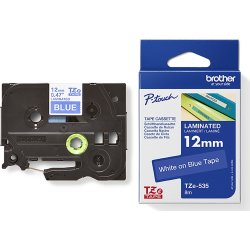 Brother TZe-535 etikettape, 12 mm, vit på blå