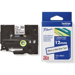 Brother TZe-M931 labeltape 12mm, sort på mat sølv