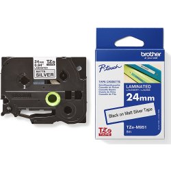 Brother TZe-M951 labeltape 24mm, sort på mat sølv