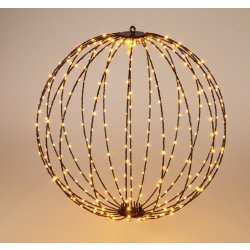 Hopfällbar Kula i Metall med 400 LED, 60cm, svart