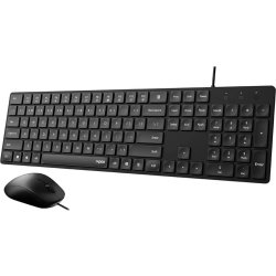 RAPOO Tangentbord/Mus-set NX8020, Kabelansl, Svart
