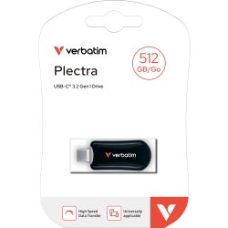 VERBATIM Plectra USB-C Flash Drive, svart - 512GB