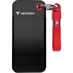 VERBATIM USB 3.2 Gen 2 2TB, SSD, Svart/Röd