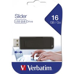 Verbatim USB 2.0 Store 'N' Go Slider, 16GB, Svart