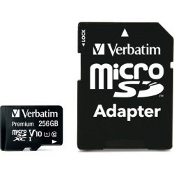 Verbatim Minneskort, Micro SDXC Premium 256GB