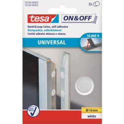 tesa on & off Rund borrelåstapet | Ø16 | Vit