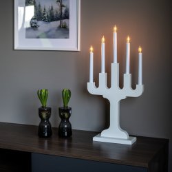 Femarmad Ljusstake i Trä med 5 Ljus, vit