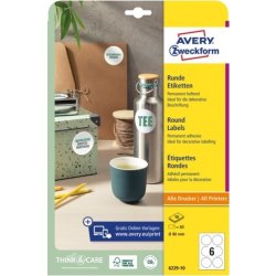 Avery runda produktetiketter | Ø 80 mm | 60 st.
