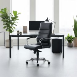 Kontorsstol Melfi Svart läder Inkl. armstöd