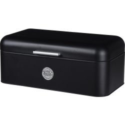 Brödlåda, svart, metall, 42x22x16 cm.