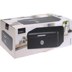 Brödlåda, svart, metall, 42x22x16 cm.