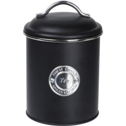 Förvaringsburkar för kaffe/te/socker, svart metall