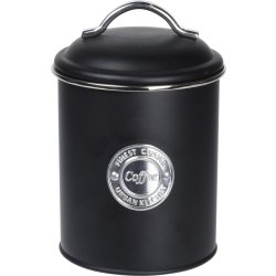 Förvaringsburkar för kaffe/te/socker, svart metall