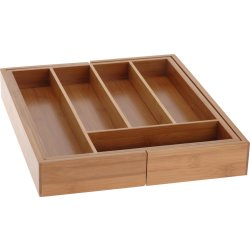 Besticklåda med utdrag, bambu, 34x28-45x5 cm.