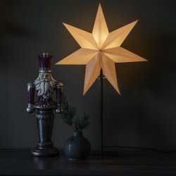 Pappersstjärna på fot, H65 cm, beige
