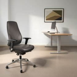 Kontorsstol Palermo Svart läder Inkl. armstöd