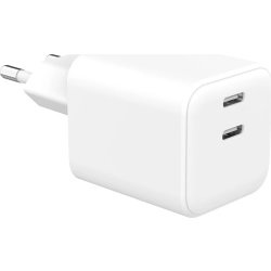 GEAR Laddare, 65W, 220V, 2x USB-C - Vit