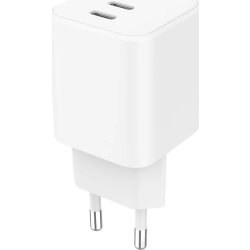 GEAR Laddare, 65W, 220V, 2x USB-C - Vit