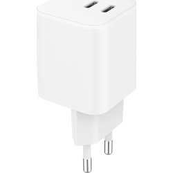 GEAR Laddare, 65W, 220V, 2x USB-C - Vit