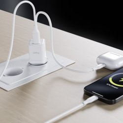 Allity Laddare, 1x USB-C, 1x USB-A, 20W - Vit