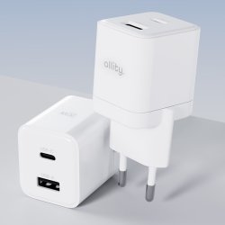 Allity Laddare, 1x USB-C, 1x USB-A, 20W - Vit