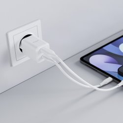 Allity Laddare, 1x USB-C, 1x USB-A, 30W - Vit