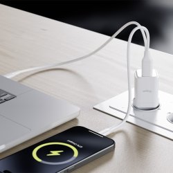 Allity Laddare, 1x USB-C, 1x USB-A, 30W - Vit