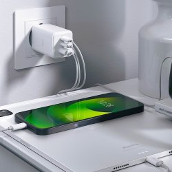 Allity Laddare, 2x USB-C, 1x USB-A, 65W - Vit